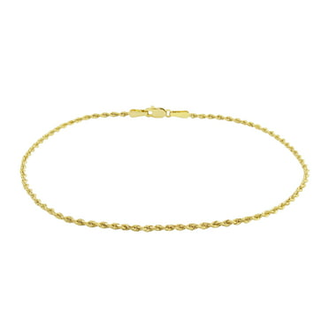 ITALIAN WHITE/YELLOW GOLD PLATED 925 STER SILVER DC OVAL BEAD ROLO ANKLET 9-10" 